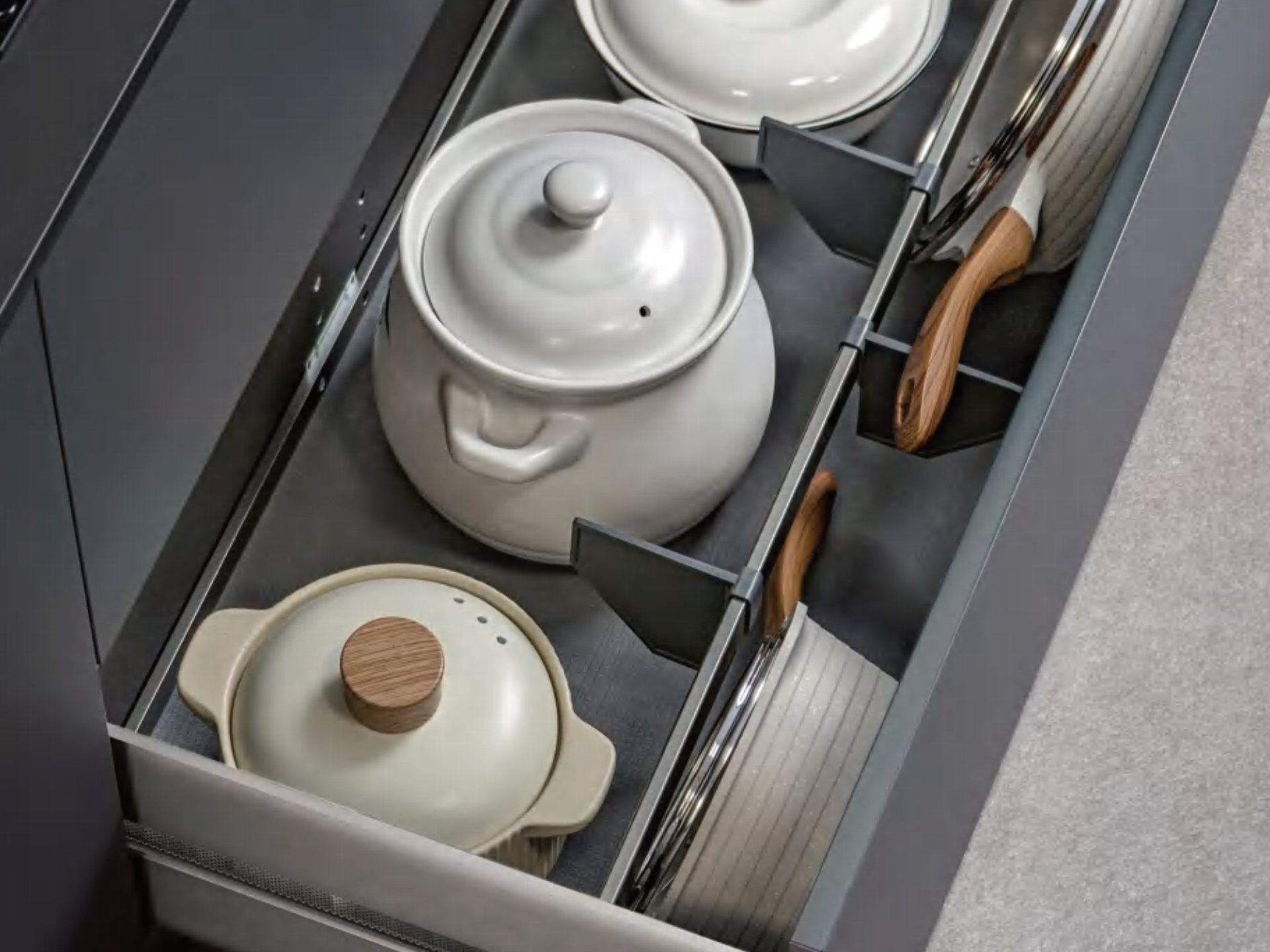 Deep drawer fit-out fitted to Bilt & Co cabinetry