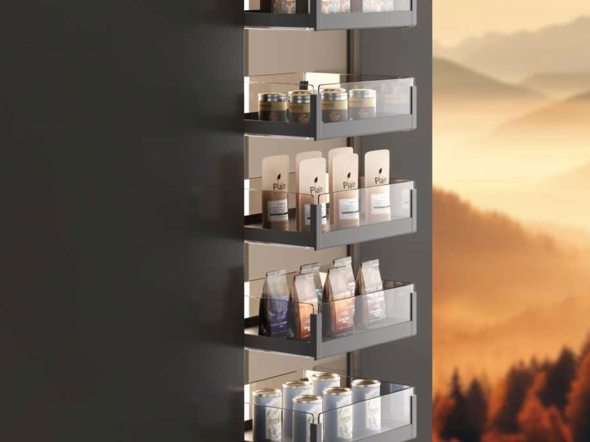 Tall larder pull-out fitted to Bilt & Co cabinetry
