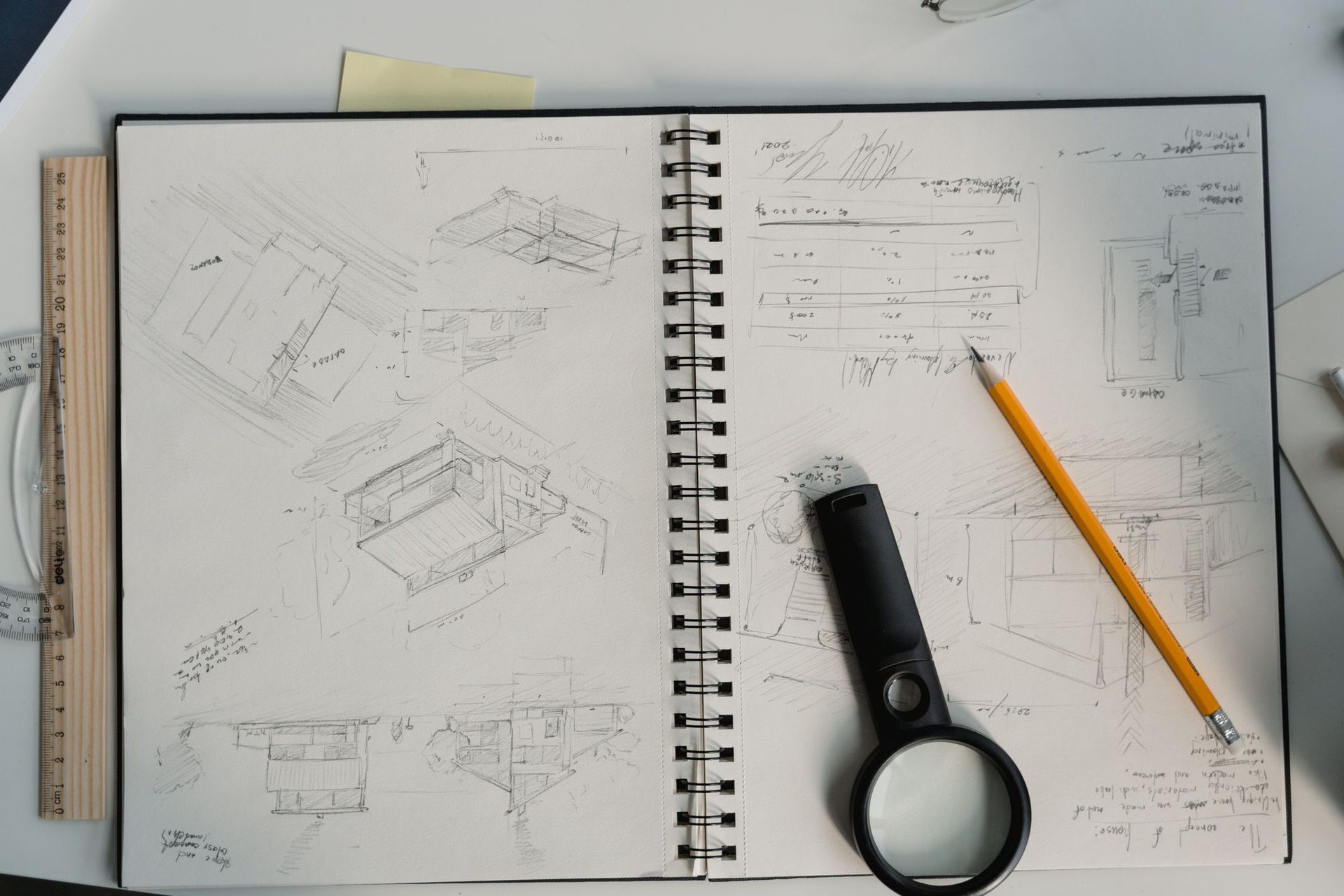 Joinery drawings and detail sketches for a bespoke kitchen