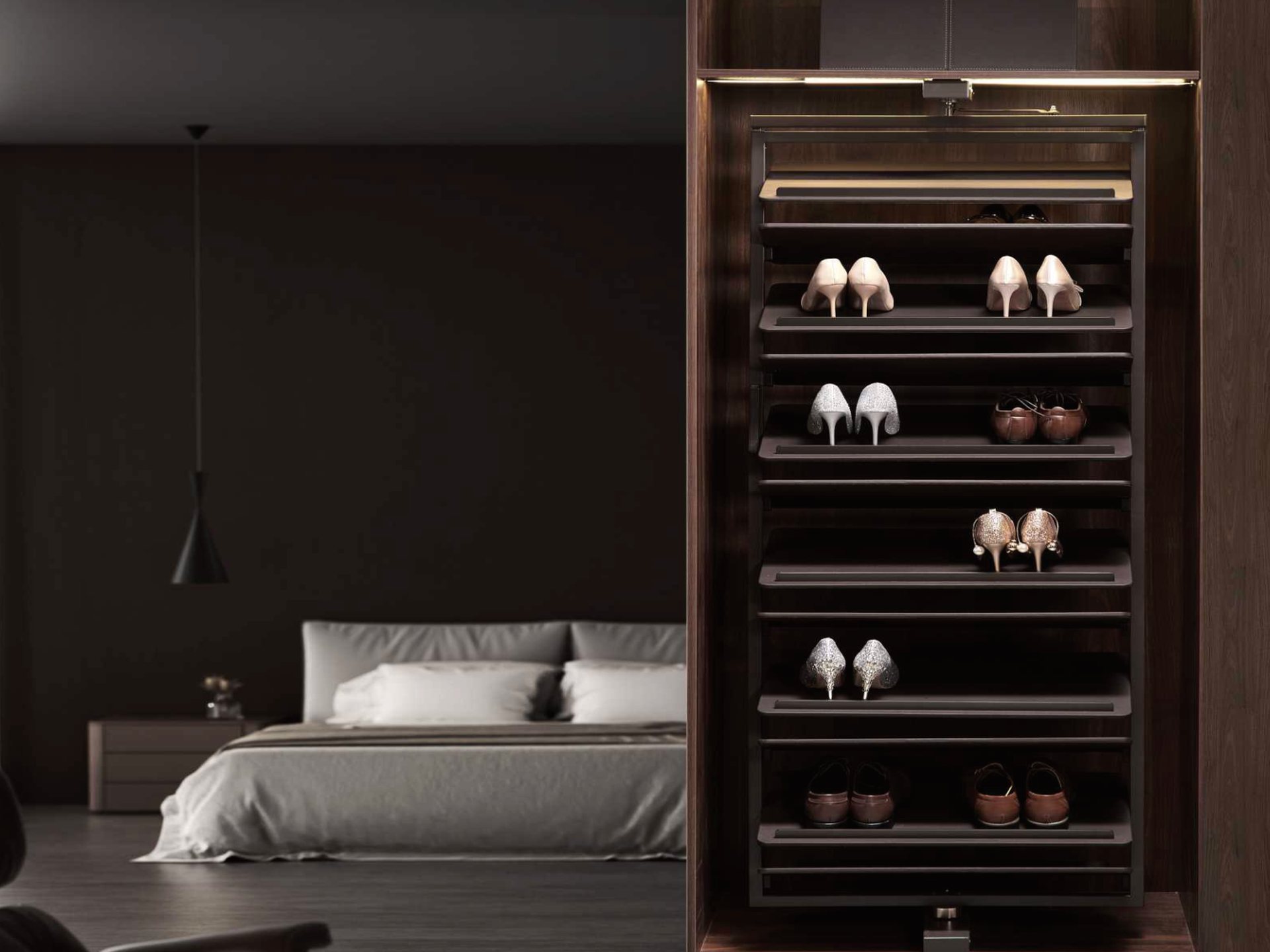 Shoe storage fitted to Bilt & Co wardrobe joinery